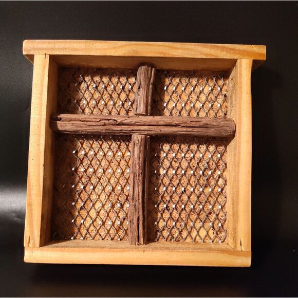 Handcrafted Cross/Window Art Reclamied Wood & Material Rustic,Unique Home Decor - Picture 1 of 8